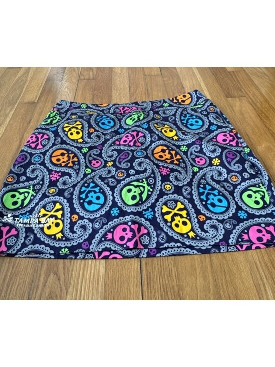 Loudmouth Golf Pants - Loudmouth Ladies Multicolor Skull Jolly Roger Golf Skirt Skort Women's Size 12